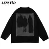 LENSTID Herfst Mannen Oversized Gebreide Trui Truien Hip Hop Grafische Print Streetwear Harajuku Losse Mode Casual Truien 220921