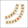 Party Decoration Engagement Retro Burlap Banner Swallowtail Garland Bunting Linen Black Letter Printing Flag Decorative Props Wedding DH9EB