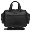 Briefcases Luufan Men's Business Briefcase Soft Genuine Leather Laptop Handbag Multifunctional Cowhide Shoulder Messenge Bag For Male