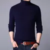 Мужские свитера, мужские брендовые вязаные пуловеры с высоким воротом, нижняя рубашка, поступление, мужская мода, повседневный тонкий однотонный эластичный шерстяной свитер 220921