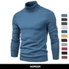 Męskie swetry zimowe golf grube męskie swetry swobodny żółw szyi solidny kolor jakość ciepła szczupła golf swetry pullover men 220921