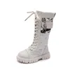 Bottes Grande-Bretagne Style Enfants Polyvalent Mode Antidérapant Poche Haute Enfants Hiver pour Tout-Petits Filles Princesse Catwalk PU 220921