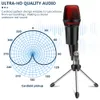 Cardioid LED ميكروفون USB Plugplay Type-C لـ Android تسجيل المكتب MIC 44 كيلو هرتز/16bit كتم الصوت المتوافق مع جهاز كمبيوتر الهاتف