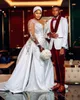2022 Arabiska aso ebi sjöjungfru bröllopsklänningar spetskristaller pärlstav ren nack brudklänningar klänning zj566