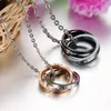 Couple Rings Necklace Stainless Steel Crystal Love Promise Ring Pendant Couples Necklaces for Women Men Fine Fashion Jewelry