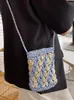 Kvällspåsar sommar halm axelväska för kvinnor hink mini iphone strand kvinnor crossbody 2022 trend vintage kvinnlig tote