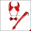 Décoration de fête Diable Bandeau Enfants Adt Mascarade Props Halloween Cornes Coiffe 3Ps Accessoires Démon Cheveux Drop Livraison 2021 Dhra0