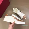 Berömda kalvskinn Läder Gancini Sneakers Skor Vit Svart Gummisula Snörning Män Skateboard Promenad Chunky Plattformsula Casual Flats EU38-46