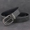 Kemerler Yüksek kaliteli gri kemer tasarımcısı Erkekler Orijinal Deri Mat Pim Toka Sıradan Ceinture Homme