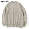 Herrtröjor Lenstid män hiphop stickade jumper tröjor ängel blixt tryckt streetwear harajuku höst överdimensionerad hipster casual trulla 220921