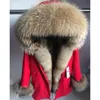 Женский меховой мех маомаоконг настоящий пальто зимнее пиджак Женщины Long Parka Natural енота воротнич