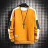 Mens hoodies tröjor långärmad harajuku tröjor män mode 6 färg hoodie mens casual oneck lapptäcke tröja för unga män 220921