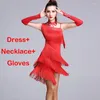 Bühnenkleidung Latin Dance Kleid Frauen Fransen Tango Salsa Rumba Moderne Kostüme Wettbewerb Kleider Dancewear DQS1984