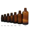 Garrafa de gotas de vidro âmbar grosso 5-100 ml com garrafas de óleo essencial de tampa de ouro