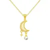 Collane con ciondolo Collana in acciaio inossidabile con perle di luna di lusso di moda per donne Regali di gioielli femminili con girocollo in zirconi