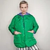 Women Down Parkas Womens Parkas Płaszcz Bombowca Zielona ZIELONA OTWARIA Casualna luźna odzież wierzchnia Solidna długie rękaw Elegancka strej strejowa kurtka TRF 220921