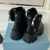 Женские сапоги Дизайнерские ботильоны на высоком каблуке Обувь из натуральной кожи Модная обувь Блестящая съемная нейлоновая сумка Combat Outdoor Thick Bottom