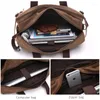 Briefcases Luxury Men Canvas Bag Briefcase Travel Suitcase Messenger Shoulder Tote Back Handbag Large Casual Business Laptop Pocket