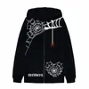 Heren Hoodies XingQing Men Sweatshirt Y2K Aesthetische webprint Zip Up Long Sleeve Tops 2000s Punk Gothic Oversized Cleren Streetwear