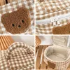 Hylhexyr Mignon Ours Maquillage Sac Grande Capacité Portable Fermeture À Glissière Pur Coton Plaid Brosses Pochette Pour Femmes 220921