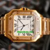 6 стилей CA Watches SA0018 39 мм SANTO Автоматические механические мужские часы для бриллиантовой рамки белый циферблат браслет из розового золота.