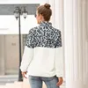 Sweat à capuche femme sweat polaire hiver décontracté fausse fourrure léopard Patchwork moelleux femme chaud col roulé fermeture éclair épais Sherpa hauts