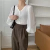 Kobiety damskie Qoerlin V-Neck Neck Shesh Lantern Rleeve Sweter Sweter Fash Fashion Slim Szyfonowe Cardigan Długie dzianinowe top