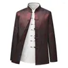 エスニック衣類中国の伝統的なタングスーツメンジャケットコート高品質の絶妙なジャックアード刺繍スタンドアップカラー長袖大規模