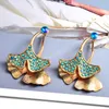 Mode Feuille Dangle Boucles D'oreilles Classique Métal Cristaux Boucle D'oreille Bijoux Accessoires Pour Femmes