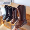 Boots Girl S Long Mid Calf Brown Black Pu Leather Children Autumn Boot Concise Style 26 36 Fashion Anti Slip Comfy Kids Shoes 220921