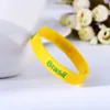 Il braccialetto della bandiera della Coppa del Mondo Glow American Germania Qatar Inghilterra Gomma di silicone Moda Braccialetti sportivi Braccialetti classici con lettere