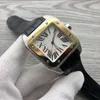Luxo de luxo masculino Dial quadrado branco 40mm Sapphire Crystal Glass Roman Time Mark Mark Clop dobring Automatic Watch Watch