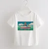 Gömlekler Ponyo Bebek Erkek Giysileri Komik Çizgi Çizgi Baskı T-Shirt Çocuk Yaz O yaka üstleri kızlar tshirt moda