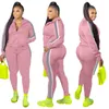 Kvinnors tvåbitar byxor plus storlek S-4XL 2-stycken Set Women Fall Clothes Sweatsuit Joggers Outfit Zip Top Sweatpants Tracksuit grossist Drop 220921