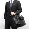 Briefcases Luufan Men's Business Briefcase Soft Genuine Leather Laptop Handbag Multifunctional Cowhide Shoulder Messenge Bag For Male