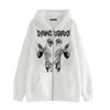 Men's Hoodies Sweatshirts Sweater Spot Winged Skull Print Zip Gothic Fleece and Women's Autumn Winter Oversize Sports Hoodie 220920