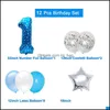 Party Decoration 12Pcs Blue Number Foil Latex Balloons Happy Birthday Kids My 1St 1 One Year First Boy Girl Supplies Drop Delivery 20 Dhnyb