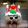 Dog Apparel Spring Festival Teddy dog coat winter puppy costume pet Lion dance clothes small cat Tang suit year jacket 220920