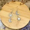 Dangle Earrings Vintage Creative Sun And Moon Star Dangly Pendant For Charm Fairy Woman Party Jewelry Gift Her Boho Accessories