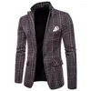 Herenpakken 2022 mode casual mannen blazer katoen slank fit Korea stijl pak mannelijke jas plaid streep hoge kwaliteit