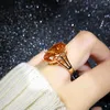 Cluster Ringe Moonrocy Kristall CZ Rose Gold Farbe Zirkonia Champagner Party Schmuck für Frauen Mädchen Geschenk Tropfen Großhandel