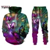 Men's Tracksuits Women's Two Piece Set 2022 3D Butterfly Print Hoodies Trousers Suit Female Leisure Sweat Plus Size Clothing For Women