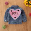 Jackor Autumn Baby Girls Jacket Rockar Blue Denim Sequined Patchwork Pocket Long Sleeve Single Breasted Outwears 0-5y