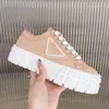 Designer Sneakers Women Loafers Gabardine Nylon Casual Shoes Brand Wheel Trainers Luxury Canvas Sneaker Fashion Platform Solid Heighten Shoe With Box eur 35-41