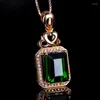 Lockets Vintage 18K Rose Gold Square Cz Pendant Silver Color Wedding Pendants Necklace For Women Men Choker Jewelry