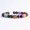 Buddha Sechs Worte 7 Chakra Armband Mode Männer Natürlichen Obsidian Fengshui Hand Kette Reichtum Und Glück Armreifen Frauen Schmuck