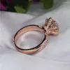 Clusterringen Vintage Flower Ring Rose Goud gevuld 3ct zirkon CZ Betrokkenheid trouwring voor dames bruidsfeestje sieraden