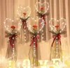 パーティーデコレーションリードボボバルーンフラッシュライトハート型バラのフラワーボール透明な結婚式バレンタインデーギフト