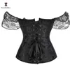 Waist Tummy Shaper Steampunk Victorian Corset Women Top With 12 Steel Bones Lace Sleeves Chest Binder Bustier Plus Size 6XL Lingerie Gorset 220921