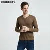 Męskie swetry Coodrony Sweter Sweter Mężczyzn Koszulka Pullower w szyku V Neck Spring Autumn Slim Fit Długie rękawie miękkie bawełniane pull Homme 220921